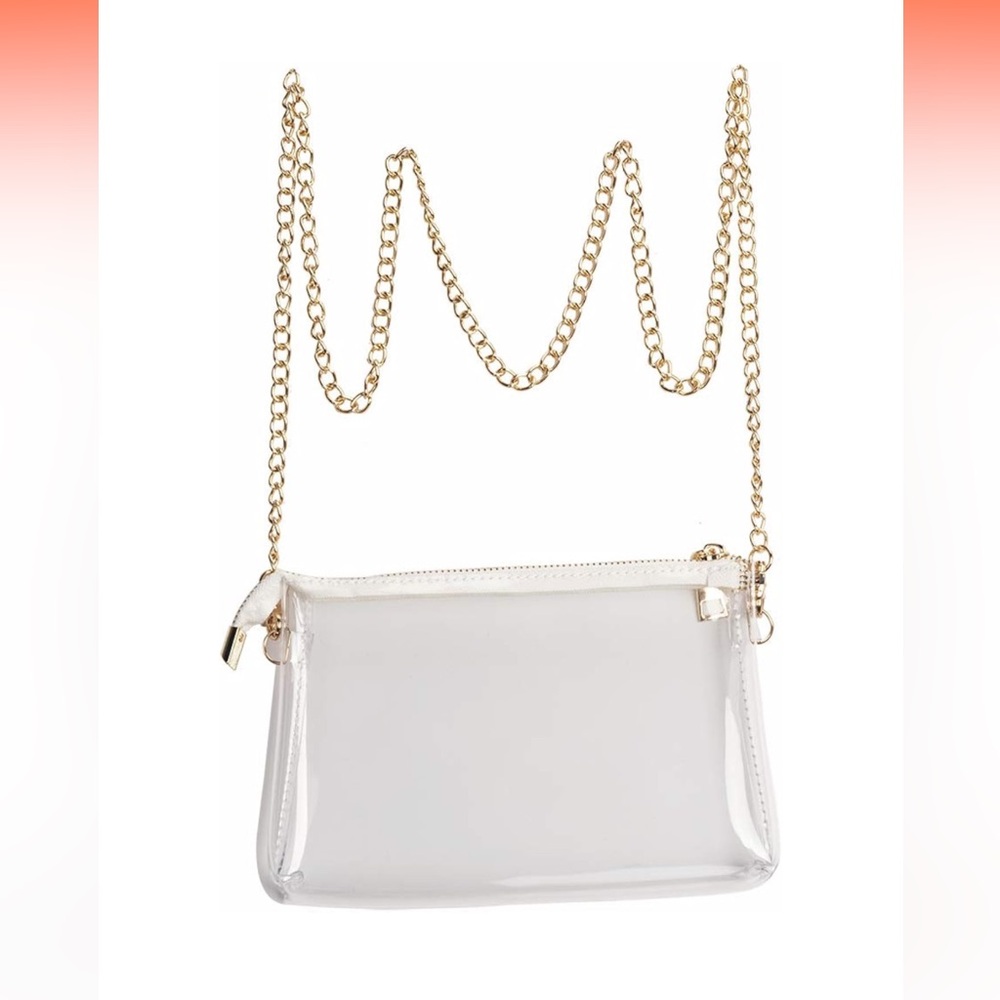 Elegant Clear Crossbody Bag with Gold Chain